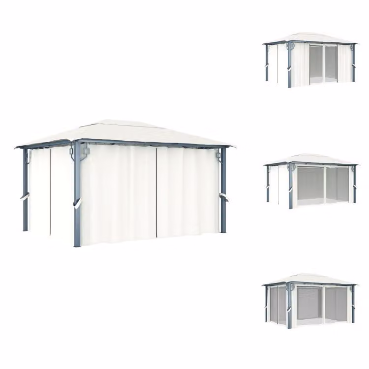 vidaXL Padiglione con tende 400 x 300 cm in alluminio crema - Padiglioni e tende per feste