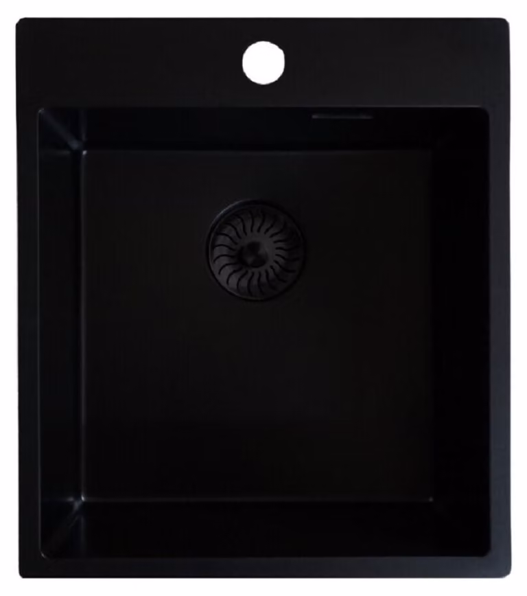 Lavello Caressi CAQPP40KR10BK-EB, da incasso. Nero.