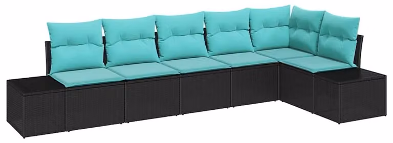Set da giardino composto da 6 pezzi, colore nero, realizzato in rattan sintetico