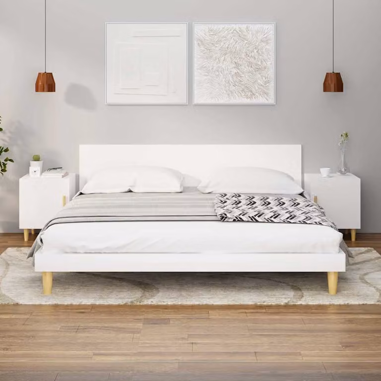 Set di 2 comodini sospesi vidaXL bianchi in legno e MDF per camera da letto