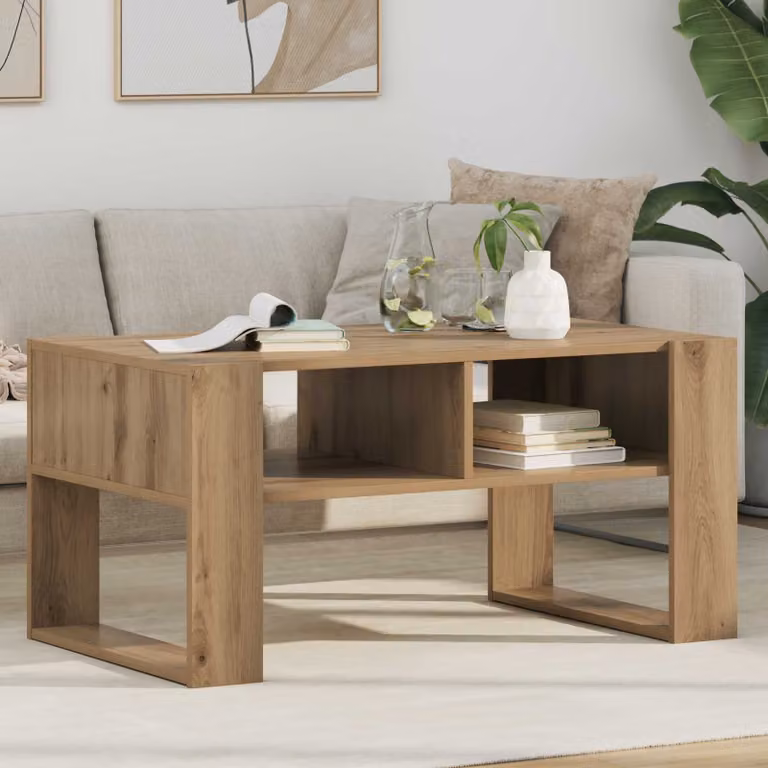vidaXL Tavolino da salotto moderno in legno color rovere, L 92 cm x P 53 cm x H 45 cm