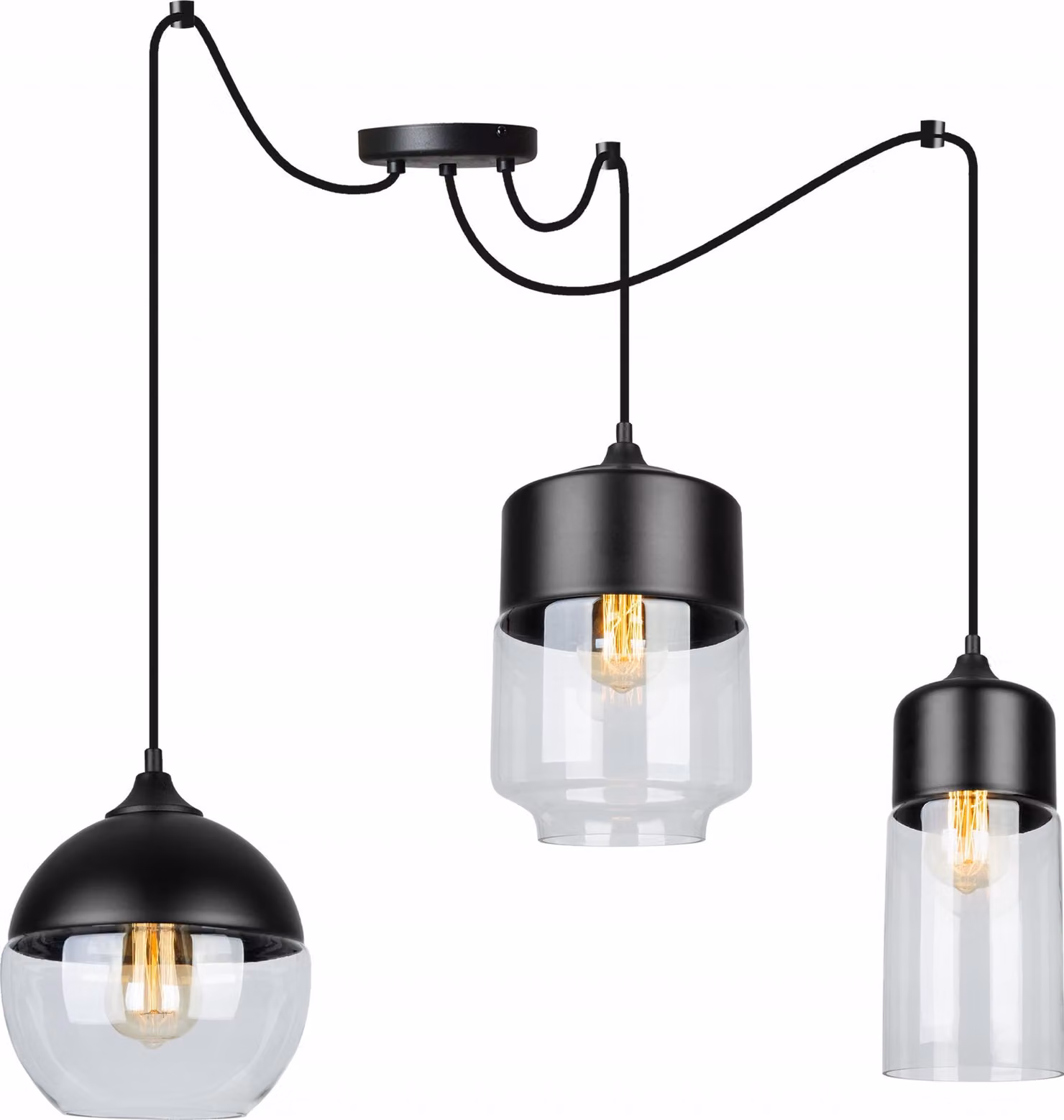 Elegante Lampada A Sospensione A Ragno Con Paralume In Vetro