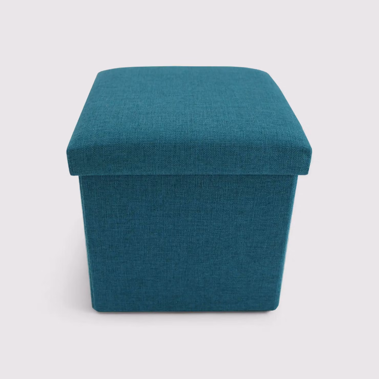 Lentisco - Pouf portaoggetti a cubo azzurro turchese pieghevole