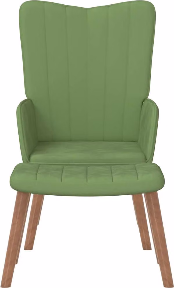 vidaXL Poltrona relax con sgabello in velluto verde chiaro