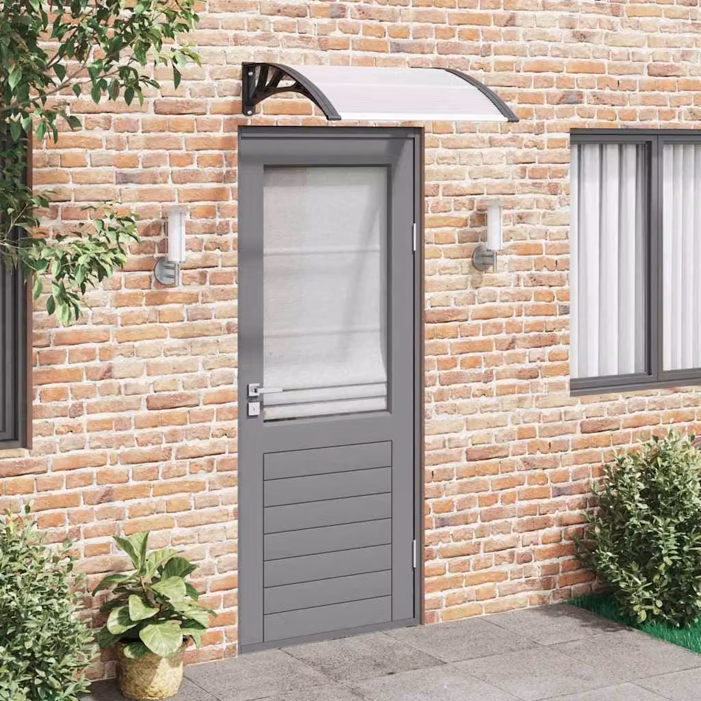 Tettoia per porta vidaXL in policarbonato nero e trasparente L: 80 cm, P: 75 cm