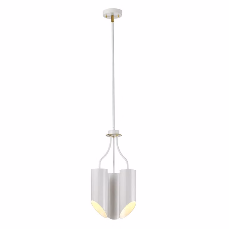 Lampada a sospensione Quinto, bianco e ottone invecchiato, 3xE27x8W, metallo, dimensioni: 155,2x26,8x26,8 cm, IP20, Elstead