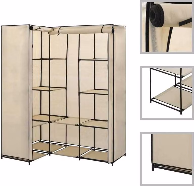 The Living Store Eckkleiderschrank Creme 130 x 87 x 169 cm