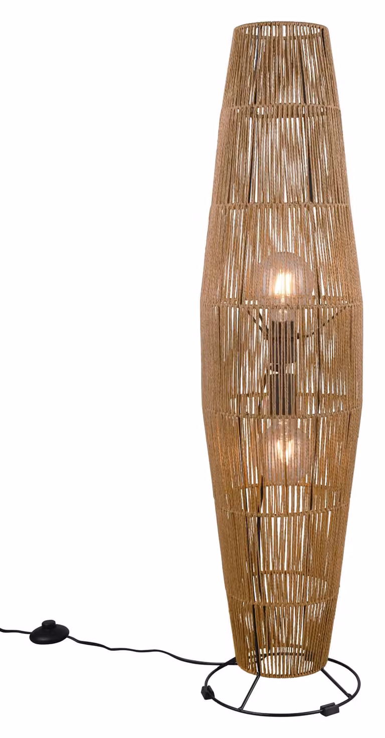 Piccola lampada da terra scandinava per l'angolo del soggiorno, lampada in vimini in look rattan