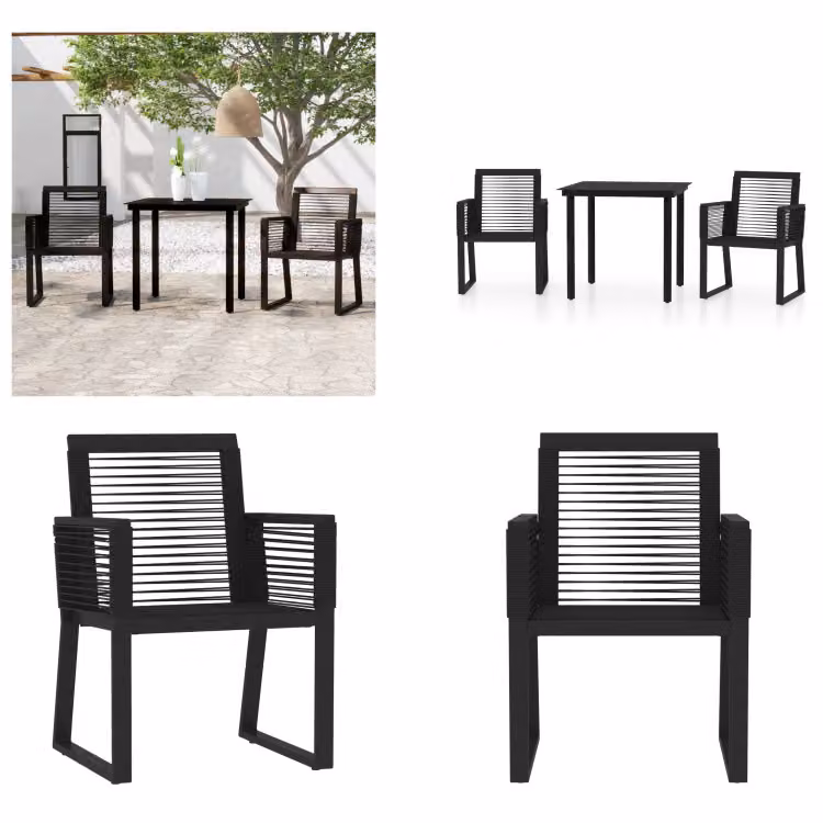 vidaXL Set da pranzo da giardino 3 pezzi nero - Set da pranzo da giardino - Set da pranzo da esterno - Set da pranzo da patio