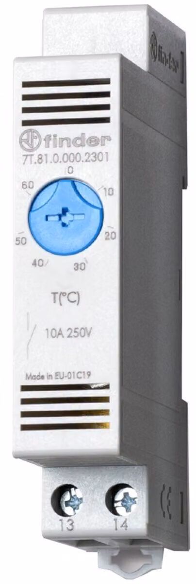Termostato da quadro 1 contatto NA, 10A - Termostato per custodia -20 ... 40 °C 7T.81.0.000.2301