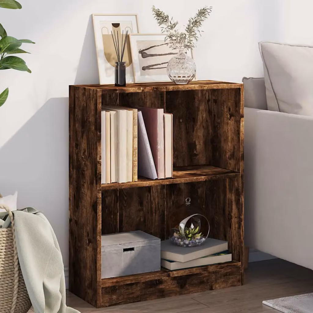 Libreria moderna vidaXL in legno multistrato e MDF, colore rovere fumo, L 60 cm x P 24 cm x H 76 cm