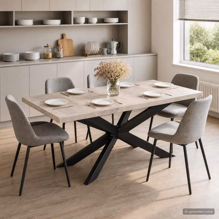 vidaXL Tavolo da Pranzo 180x90x76 cm in Massello di Mango Sbiancato