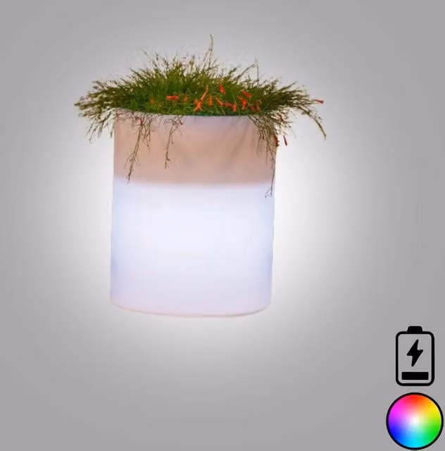 Vaso luminoso moderno Monacis in polimero con LED multicolor e batteria per interno ed esterno, Ø40 H50 cm