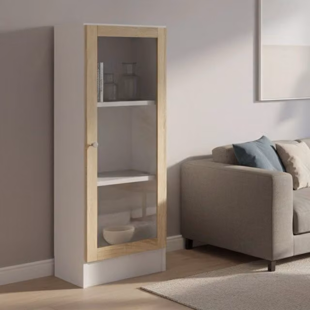 Libreria Goring DMORA, Scaffale Moderno per Ufficio e Soggiorno, Bianco e Quercia, L: 41 cm, P: 28,3 cm, H: 107,2 cm