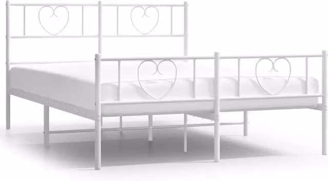 Letto matrimoniale con testiera e pediera in metallo bianco L: 140 cm, P: 200 cm, H: 90 cm