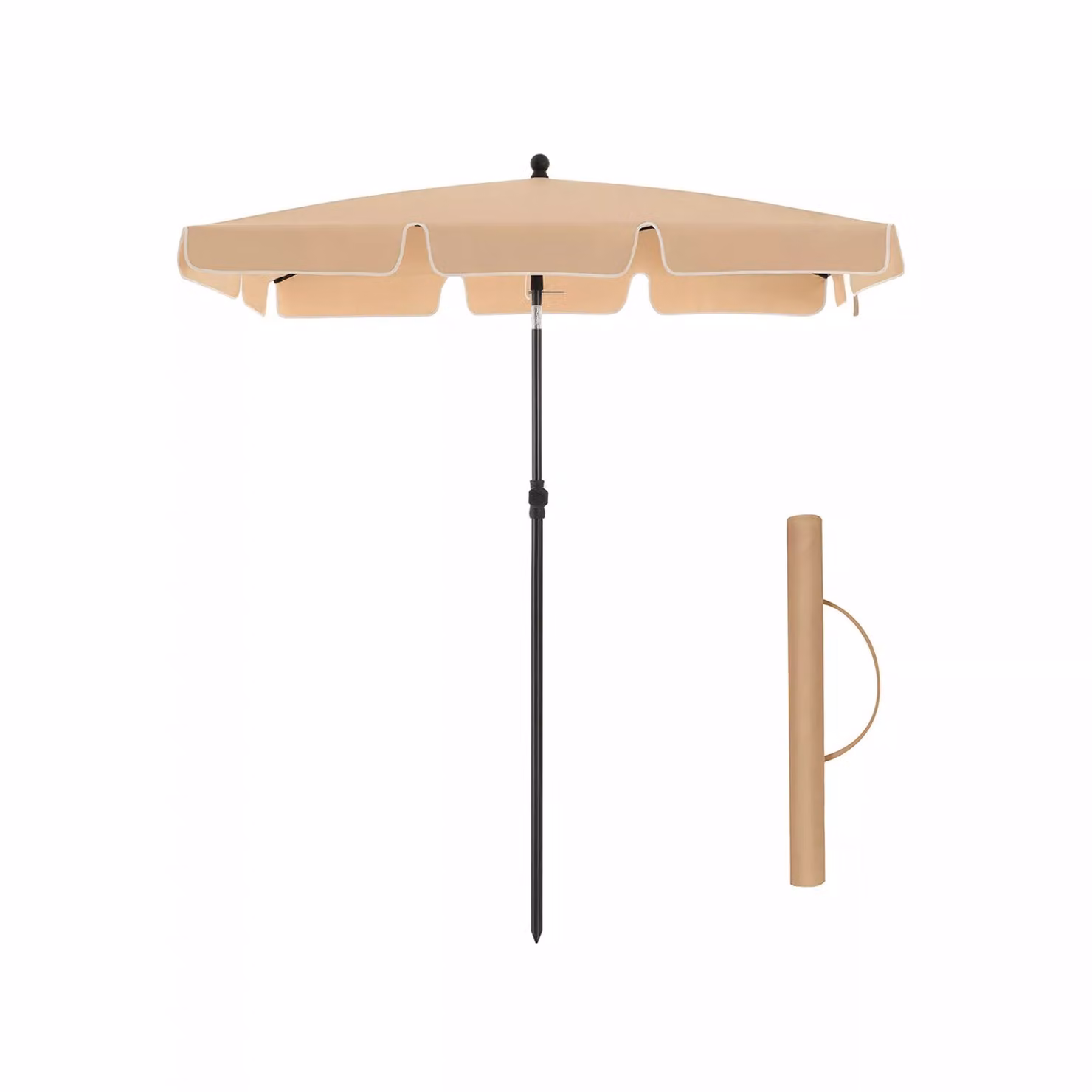 In And OutdoorMatch ombrellone Garett - Ombrellone rettangolare da giardino - 200 x 125 cm - protezione UV fino a UPF 50+ - pieghevole - con rivestimento in PA - giardino - terrazza - senza supporto - beige
