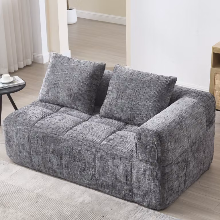 Letto a scomparsa, Divano a due posti, Poltrona relax, Divano angolare, Arredamento imbottito, Chaise longue, Divano lounge, Divano morbido con cuscini e tasche laterali, Grigio