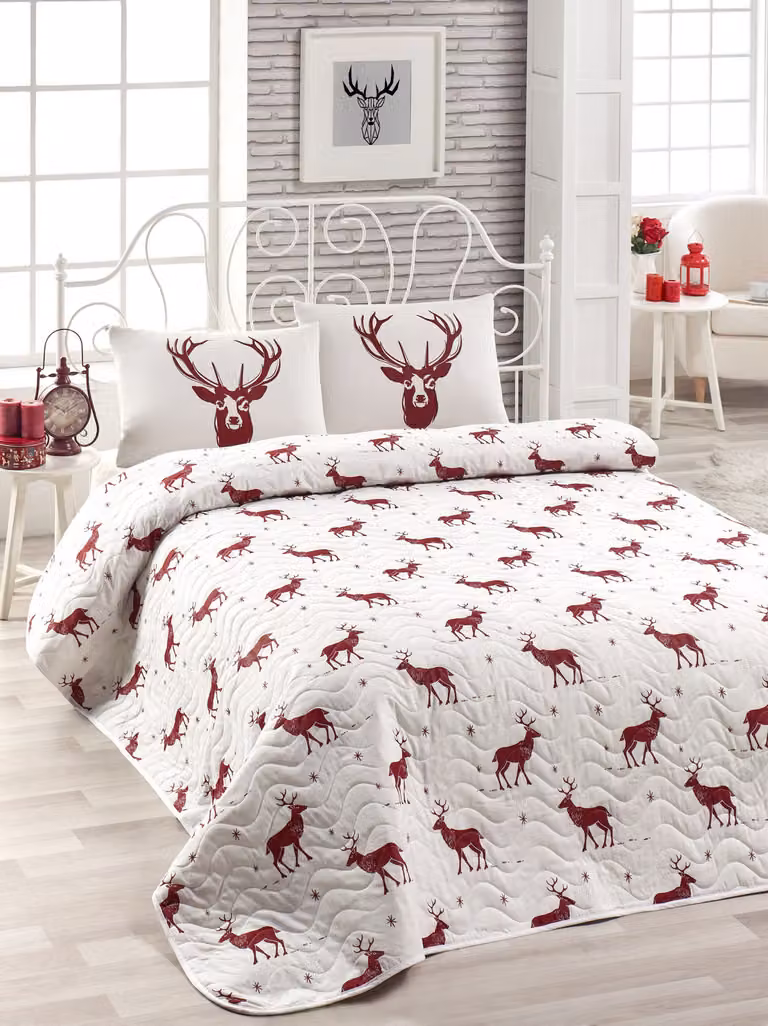 L'Essentiel Linge de Maison, Geyik- ELR6942, Claret, rosso, copriletti, 90 gr/m², 65% cotone / 35% poliestere (rivestimento) /