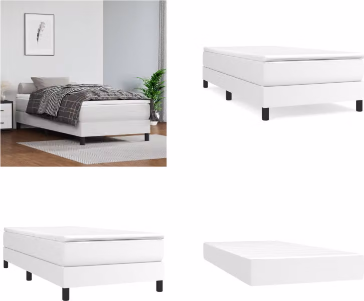 vidaXL Letto a molle con materasso bianco 80x200 cm in Pelle finta - Letto a molle - Boxspringbetten - Bett - Schlafzimmermöbel