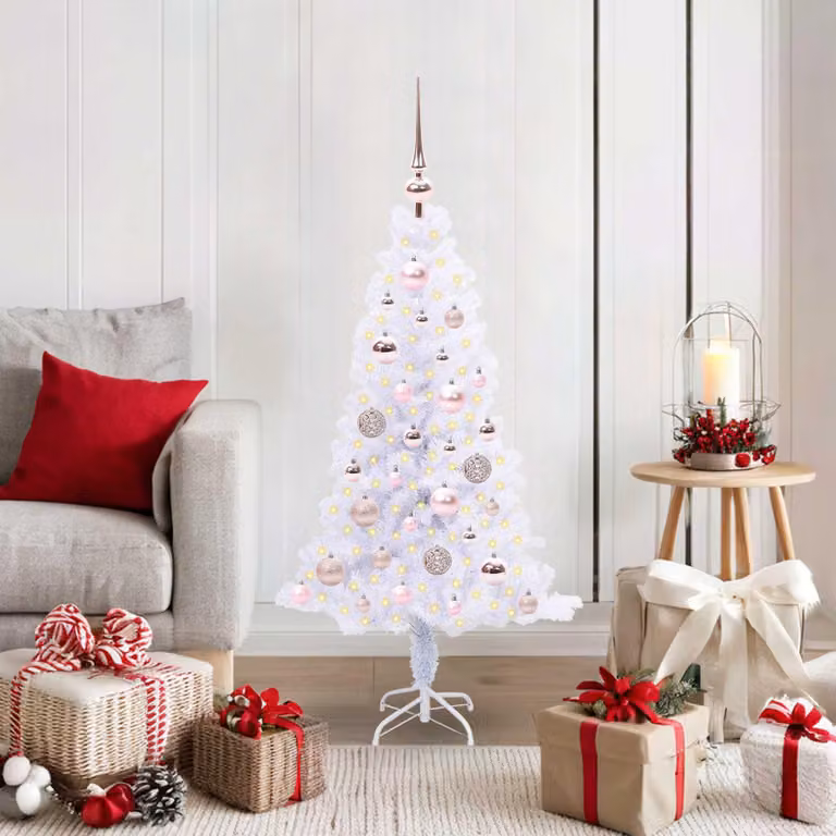 Maison Exclusive - Albero di Natale artificiale bianco, 120 cm, in PVC e acciaio