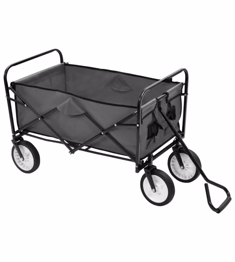 vidaXL Carrello Pieghevole a Mano in Acciaio Grigio o Verde, L/P/H: 118 x 92 x 52 cm – 2
