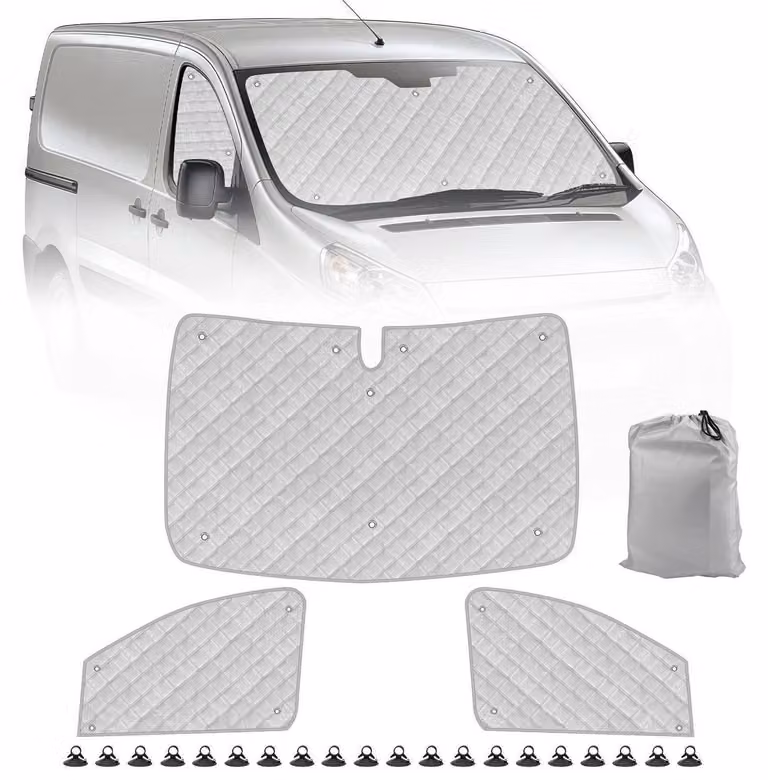Set di 3 parasole per parabrezza auto, compatibile con Citroen Jumpy dal 2006 al 2016