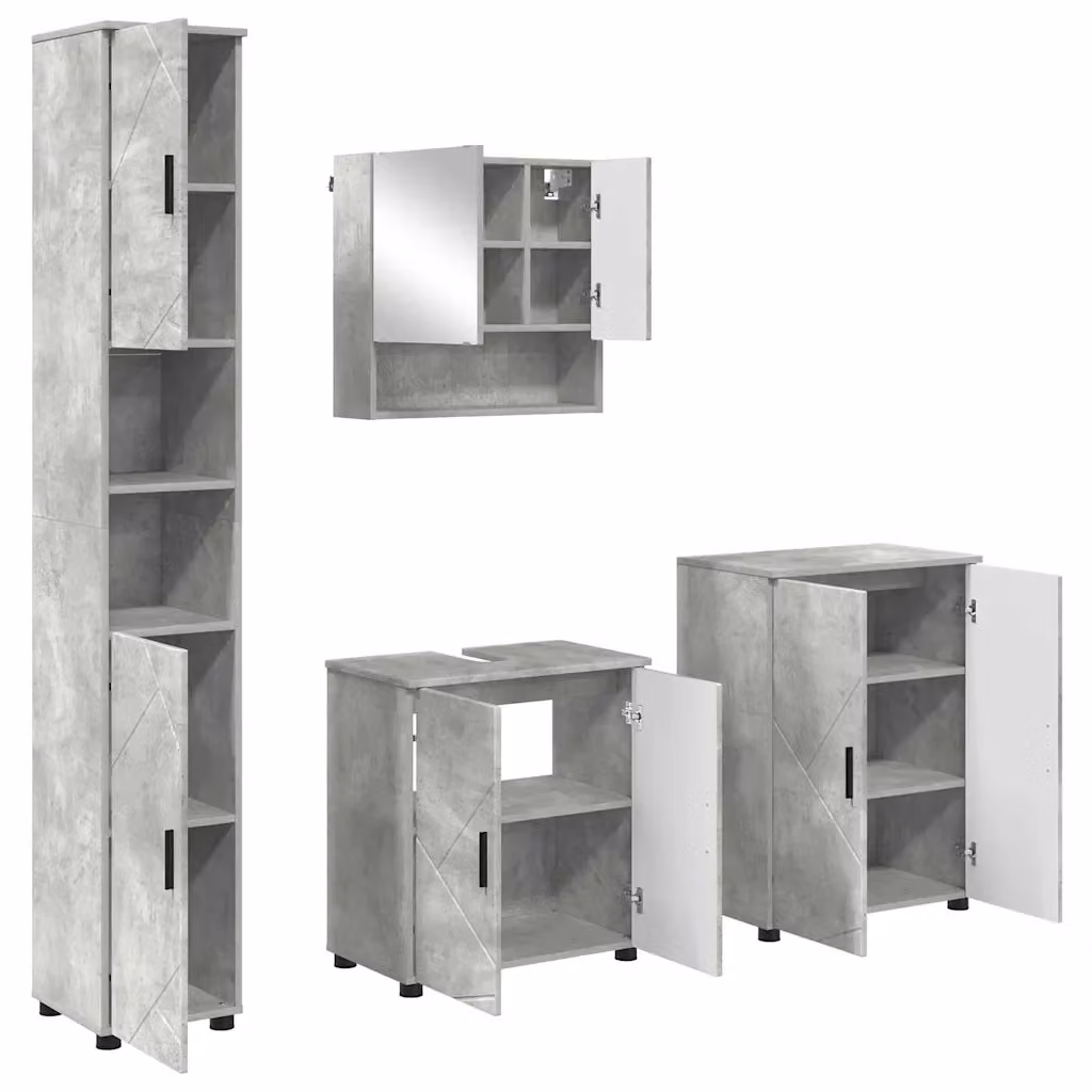 Set di mobili per il bagno moderno vidaXL composto da 4 pezzi in grigio e nero, L/P/H: 61 x 35 x 64 cm – 2