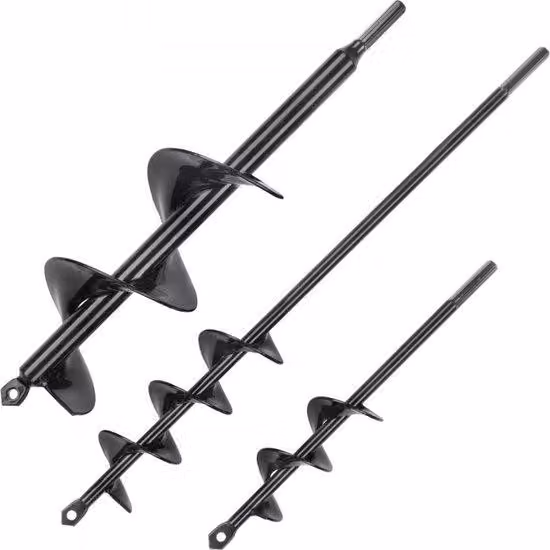 Utensili da giardinaggio 38x22 mm, 48x37 mm, 77,6x30 mm: punte da trapano a vite in metallo per punte elicoidali dentate da 3/8" (9,53 mm); cacciaviti per piante e alberi