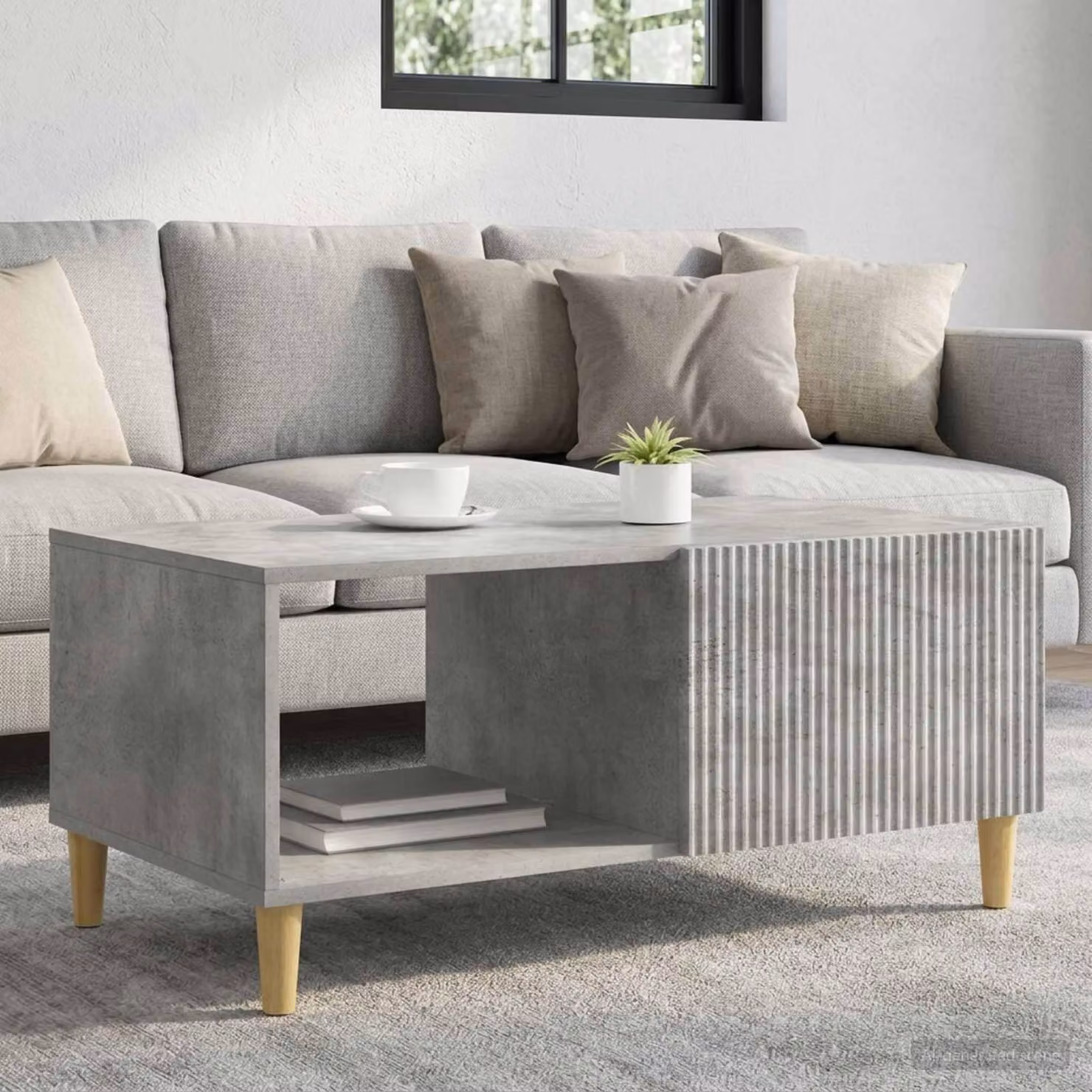 Maison Exclusive - Tavolino grigio cemento 90 x 50 x 40 cm in materiale derivato dal legno