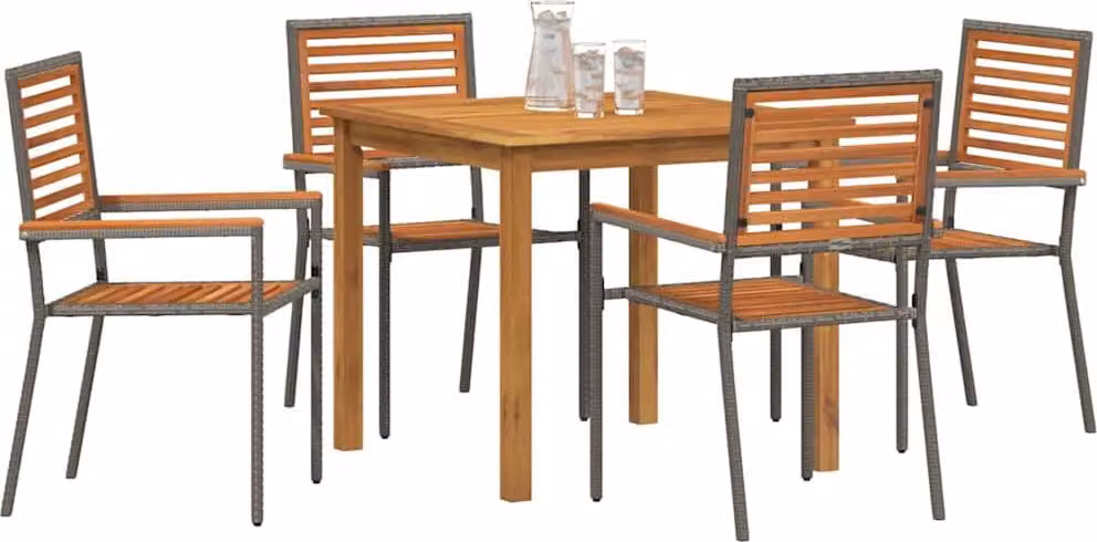 Set da Pranzo per Giardino 5 pcs Grigio