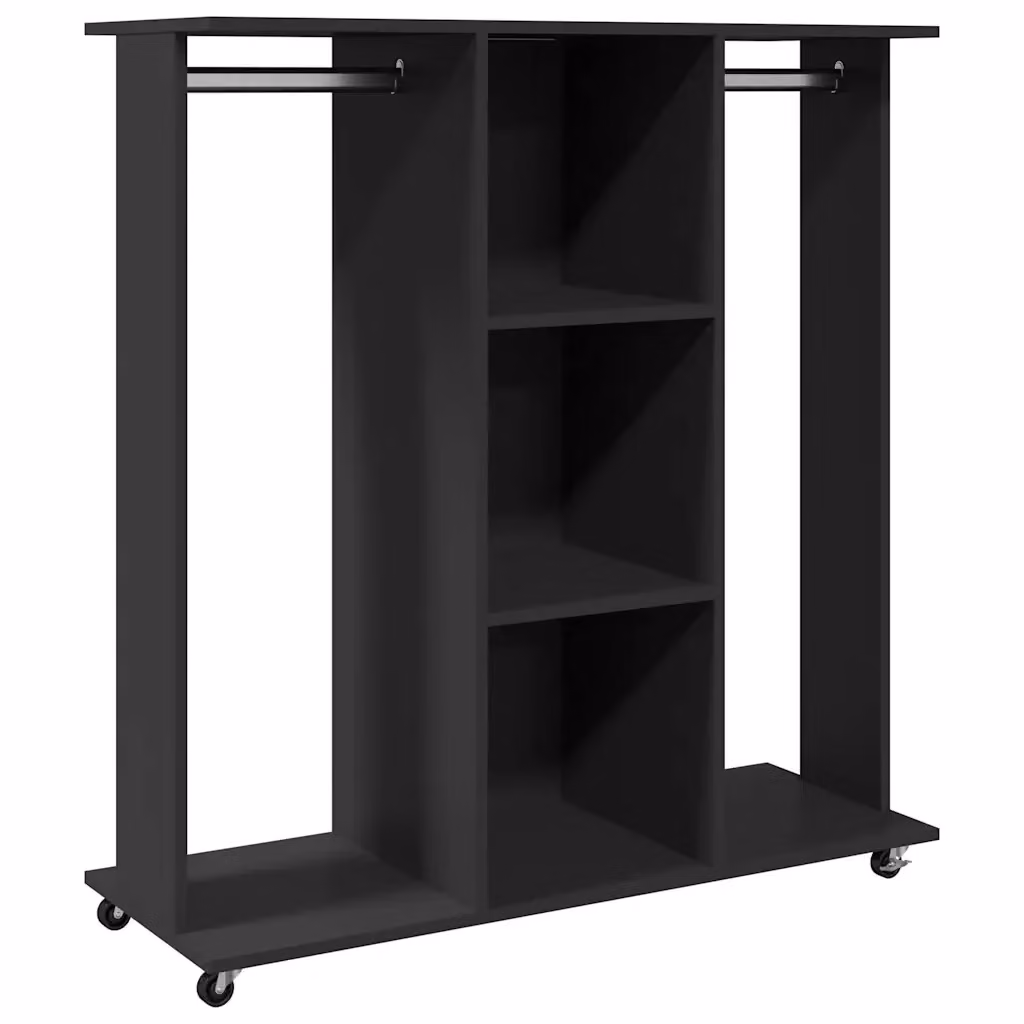 Armadio moderno con ruote vidaXL in legno nero opaco L: 102 cm, P: 38 cm, H: 110 cm – 2