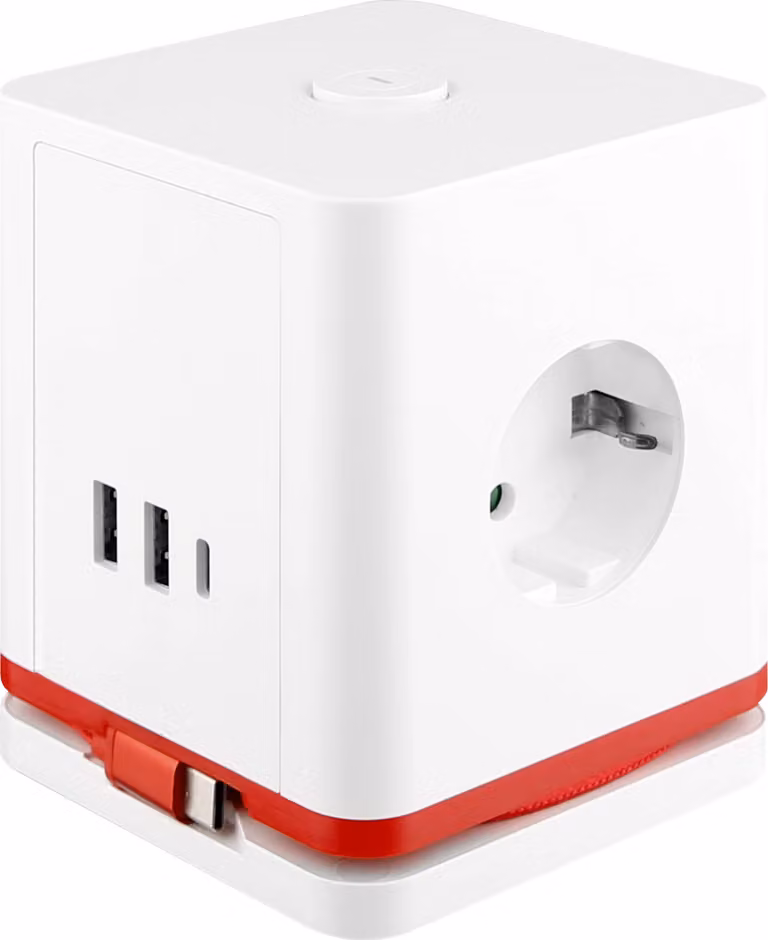 IOIO 41214 IOIO SW 1000 3-fach Steckdosenwürfel  1,5 m weiß mit USB-Buchse