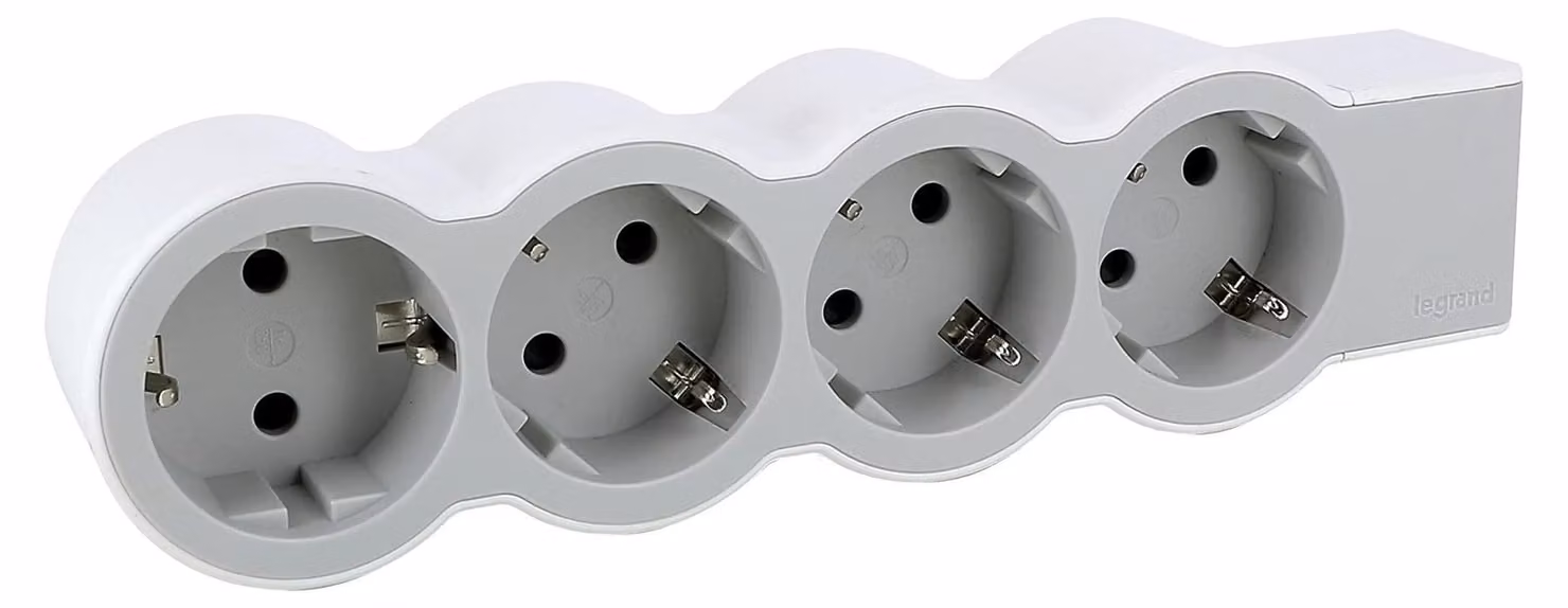 Presa piatta Legrand 4x, senza cavo bianco-grigio 694575