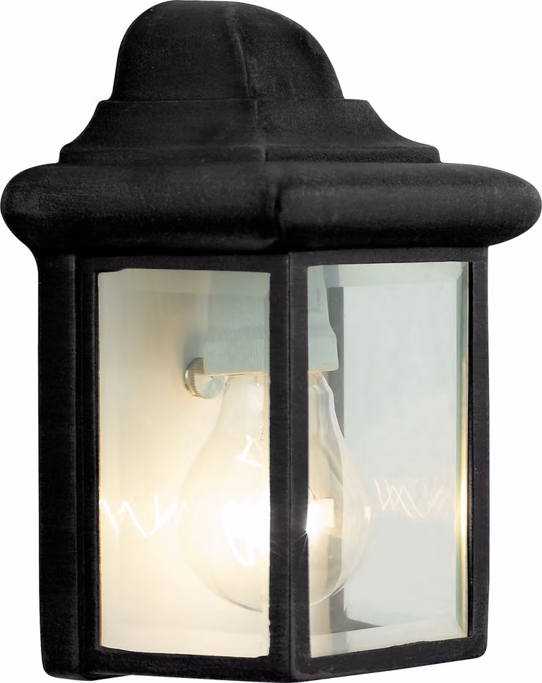 BRILLANTE applique da esterno Nissie | luce decorativa da esterno | piatta | nera | 1x E27 max. 40 W | IP23
