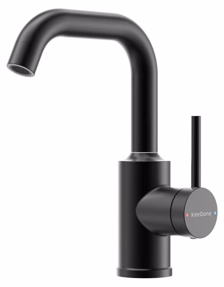 Miscelatore per lavabo, finitura nera, cartuccia in Vetroceramica, bocca girevole a 360°, facile da pulire