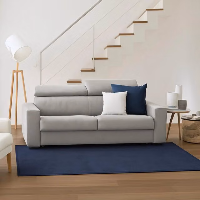 Divano a 2 posti Aggius TALAMO ITALIA in tessuto Grigio con poggiatesta regolabili e braccioli slim L: 200 cm, P: 95 cm, H: 85 cm