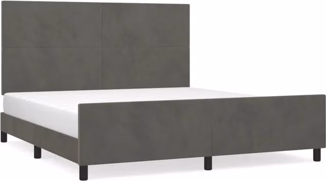Letto matrimoniale | Letto per adulti | Giroletto con Testiera Grigio Scuro 180x200 cm in Velluto