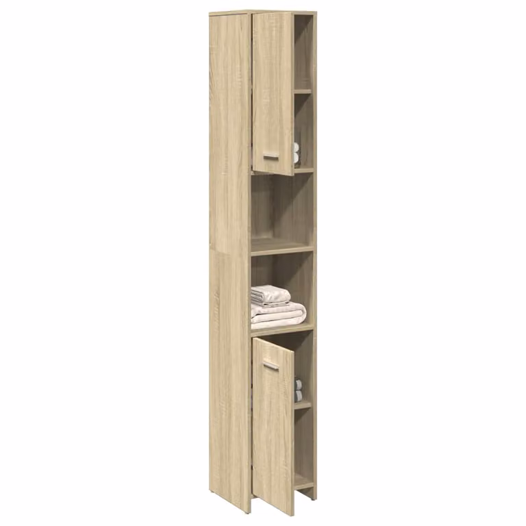 Mobile da bagno vidaXL in legno tecnico Rovere Sonoma, colore marrone e beige, L/P/H: 30 x 30 x 183,5 cm
