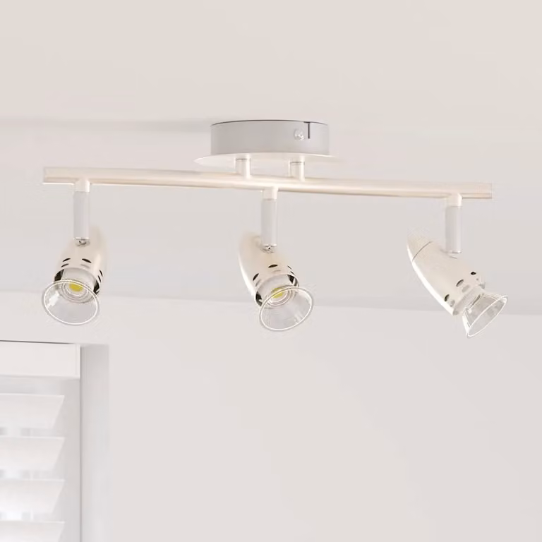Faretto da soffitto regolabile vidaXL in metallo e vetro, colore argento, L: 36,5 cm, P: 10 cm, H: 12,5 cm