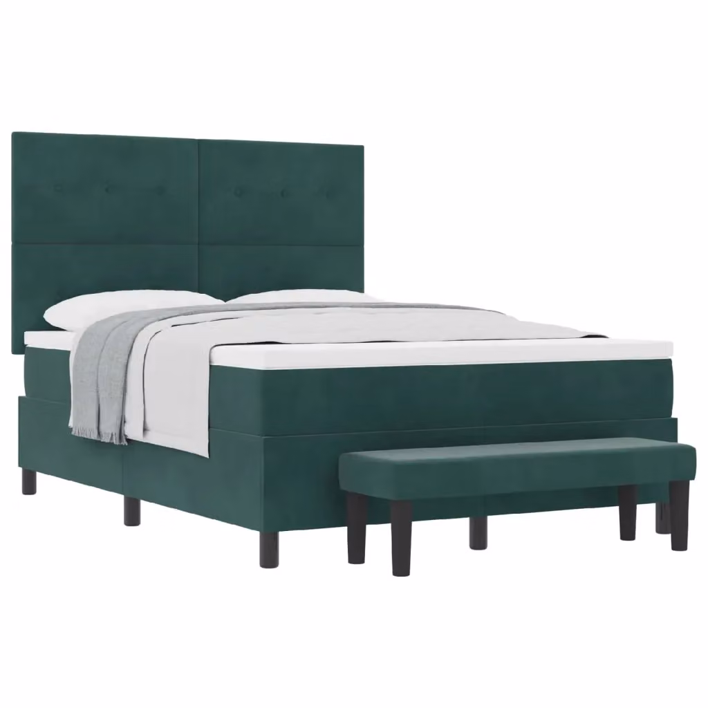 Letto con testiera in velluto verde vidaXL L: 140 cm, P: 190 cm – 2