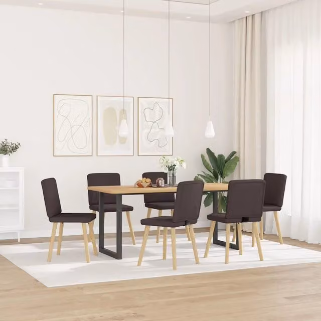 Sedie da Pranzo 6 pz Marrone Scuro in Tessuto 3315571