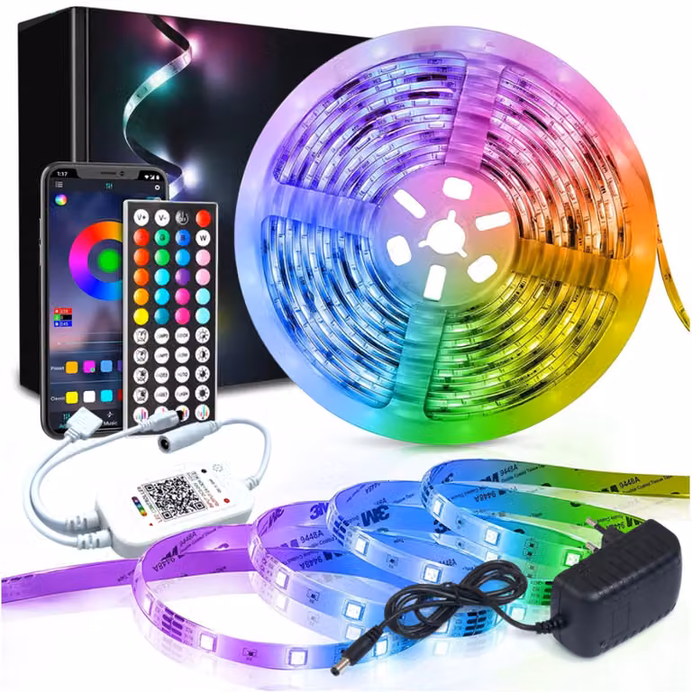 Nastro Led 5M Telecomando Impermeabile Set Colori 12V