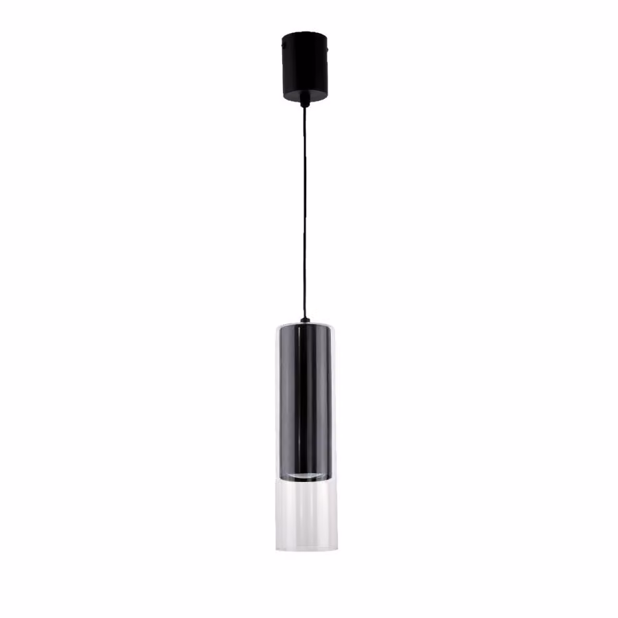 Lampada a sospensione Manacor nera e trasparente, 1xGU10x50W, vetro, dimensioni: 150x7x7 cm, IP20, Light Prestige