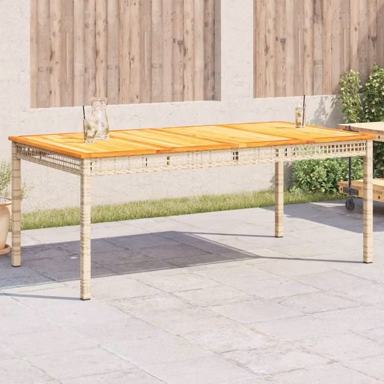 Maison Exclusive - Tavolo da giardino beige, 180x90x75 cm, in rattan sintetico e legno di acacia