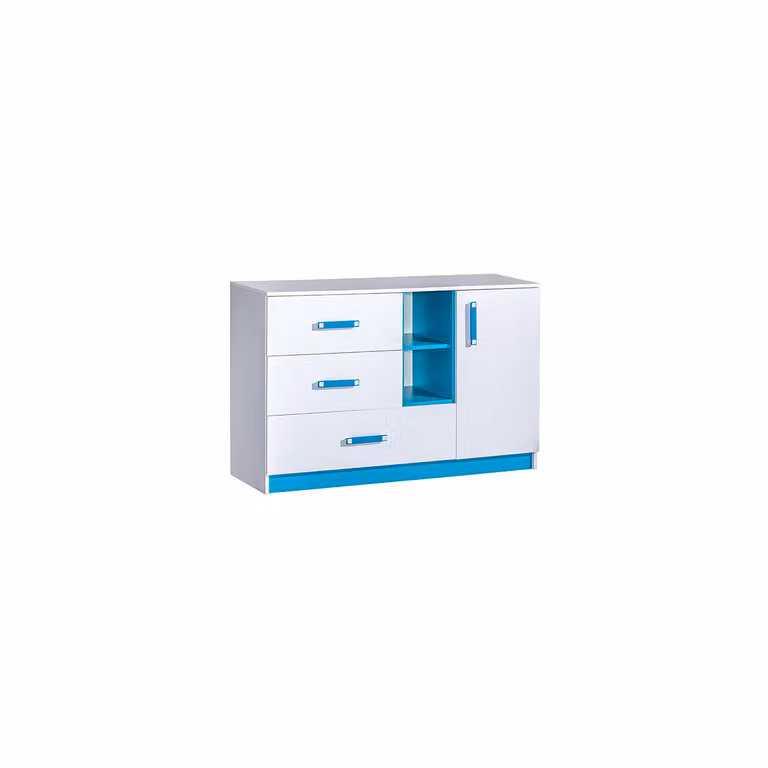 Cassettiera combinata SINCE – bianco / turchese
