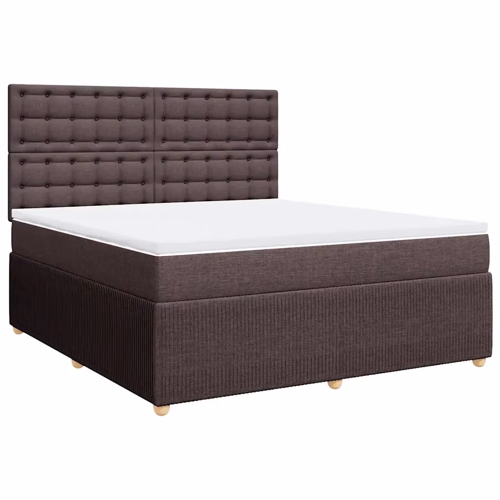 Letto Ibrido vidaXL con Giroletto a Molle e Materasso in Tessuto Marrone e Bianco L/P: 180 x 200 cm – 2