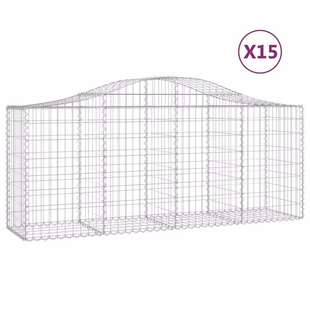 Set di 15 Cesti Gabbioni ad Arco Videx in Acciaio Zincato Colore Argento L/P/H: 200 x 50 x 80/100 cm – 2