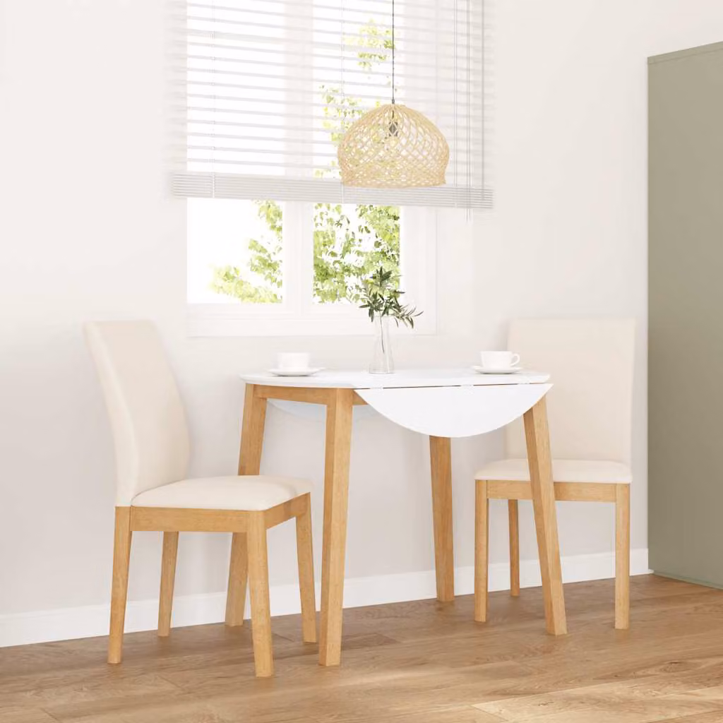 Set di 2 sedie da pranzo vidaXL in legno massello di Hevea con cuscini in tessuto, disponibili in bianco o marrone
