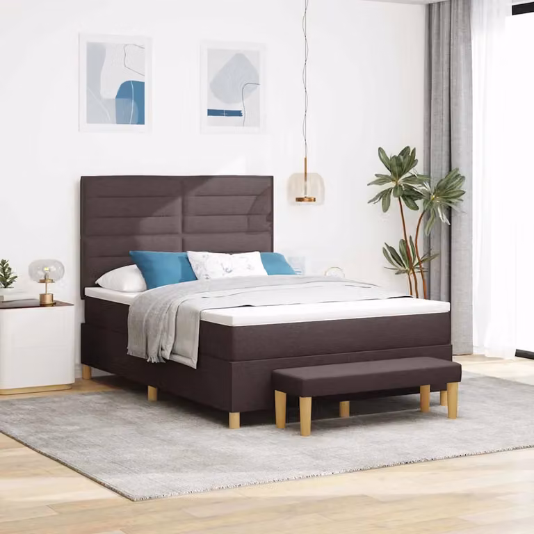 Letto a molle con testiera vidaXL in tessuto marrone scuro L: 160 cm, P: 200 cm, H: 128 cm