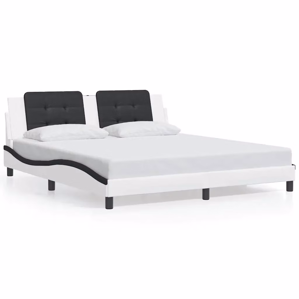 Giroletto senza materasso Zadar vidaXL in similpelle bianco e nero L/P: 180 x 200 cm – 2